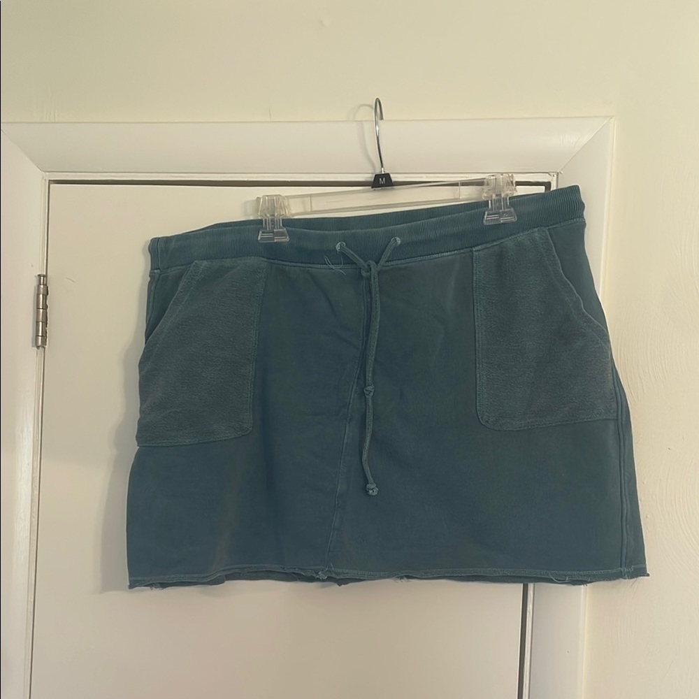 Anthropologie XL Teal Mini Skirt with Pockets